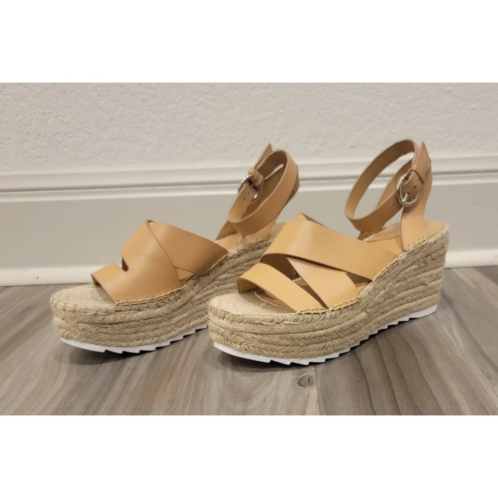 Marc Fisher Leather Wedge Espradilles Shoes Sandals